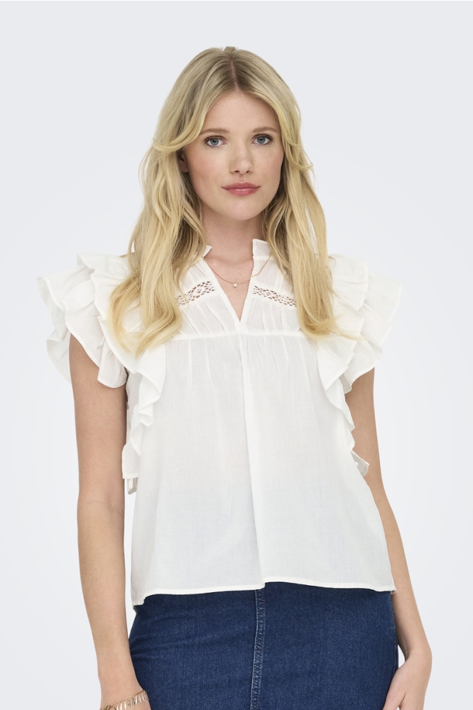 ONLSUNNY LIFE CAPSL FRILL TOP WVN N 15347882 CLOUD DANCER